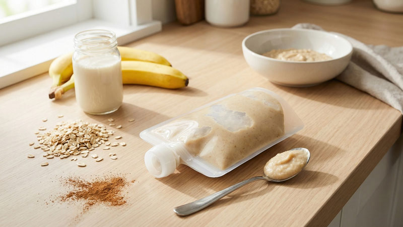 Haferbrei-Banane Snack Quetschie